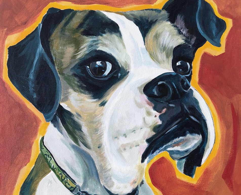 Boxer Dog Breed Pet Painting Portrait