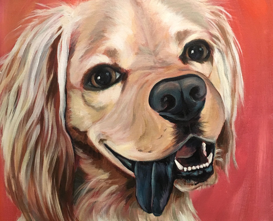 brown dog painting portrait