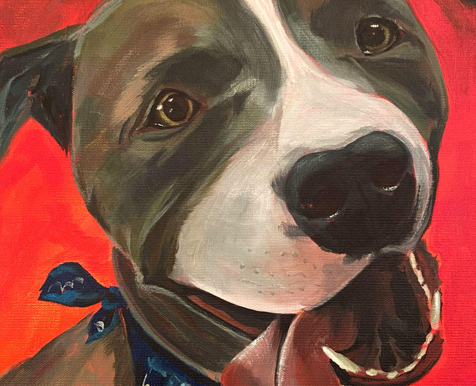 Pit Bull Dog Painting