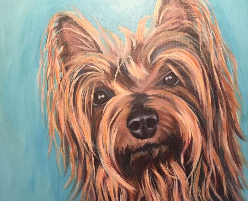 Small Yorkie Dog Painting